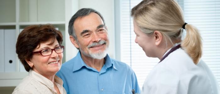 Doctor talking to patients